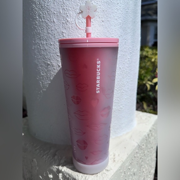 Starbucks Valentine 2021 Red and Pink Lips Soft Touch Tumbler - Picture 4 of 12
